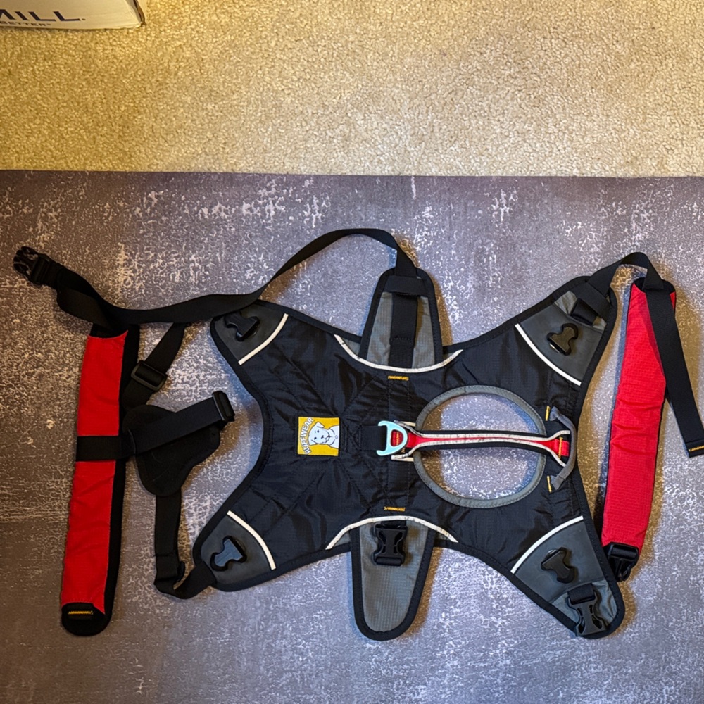 RuffWear Black and Red Dog Harness. Size Large